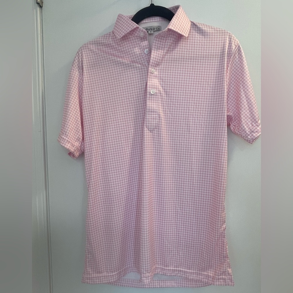 Collars & Co Pink Gingham Polo Shirt